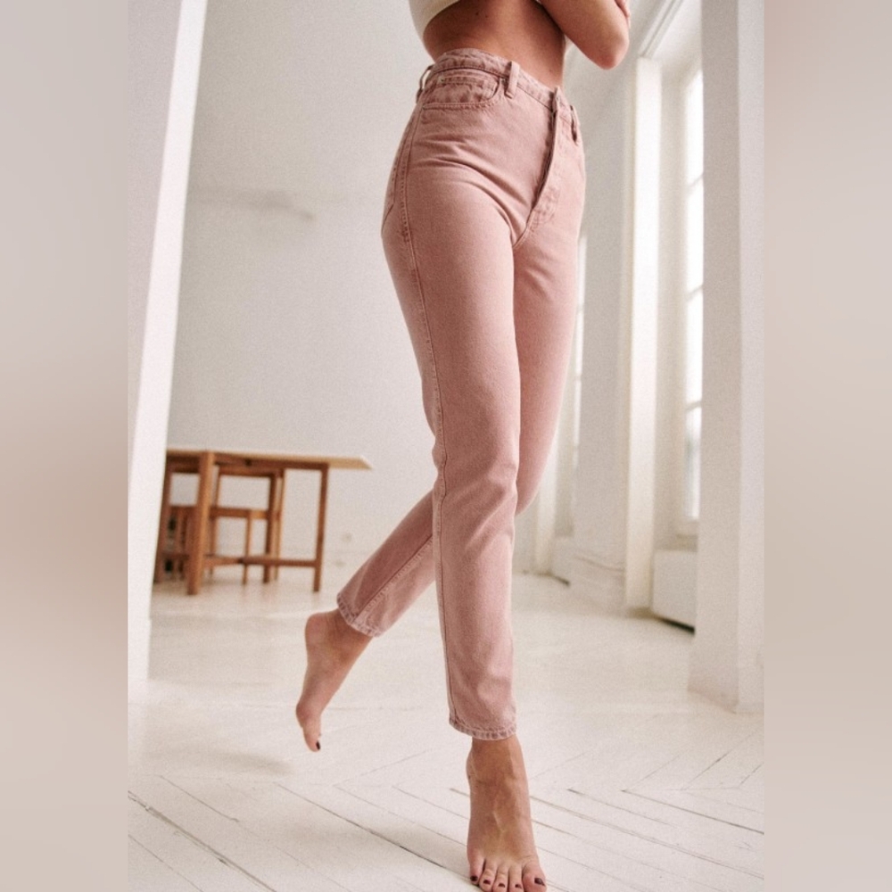 Sézane Pink High-Rise Slim Jeans